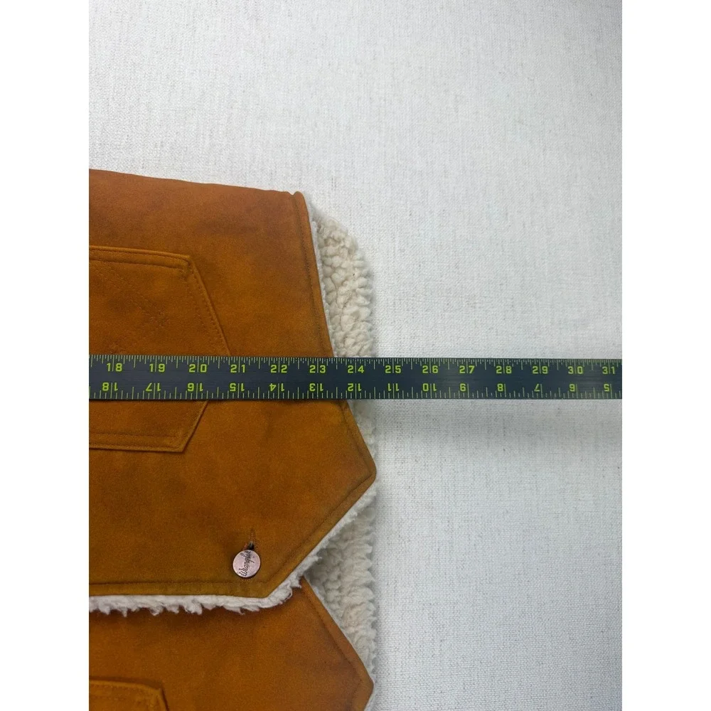 Vintage‎ 70's Wrangler Mens Sherpa Lined Faux Suede Western Vest Tan Brown M